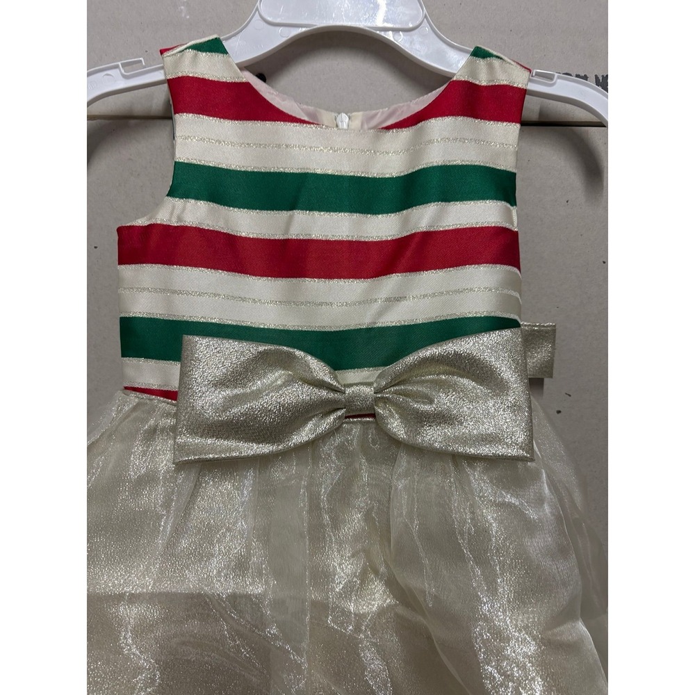 Bonnie Jean Girls RED GREEN GOLD BOW Christmas Hipster Dress NWT Size 4/4T - Picture 2 of 6